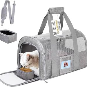 SECLATO Extra Large Pet Carrier Soft Sided Cat Carriers for Large Cats Under 25 lbs, Folding Big Dog Carrier 20"x13"x13" Cat Carrier for 2 Cats Travel Carrier, Grey